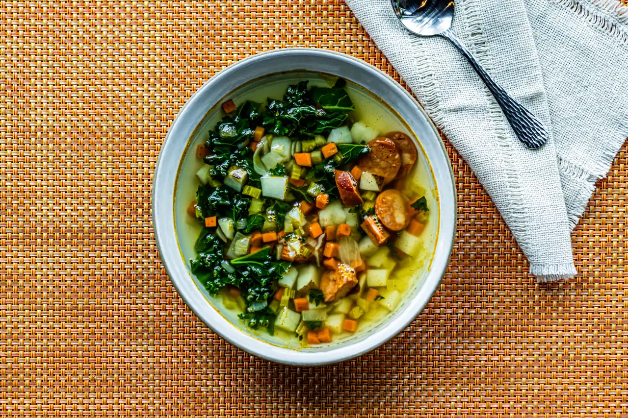 Portuguese kale soup (caldo verde)